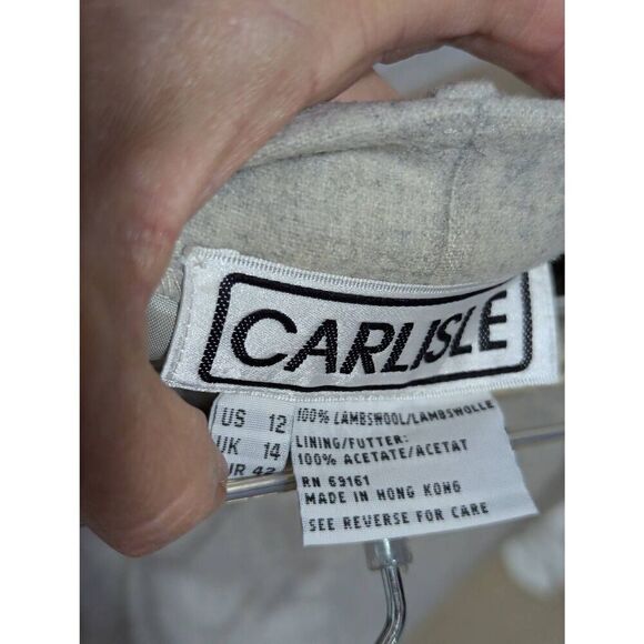 Carlisle Vintage Women's Gray Wool Pansuit Boxy Jacket Pleated Lined Pant Size 1 - Picture 6 of 9